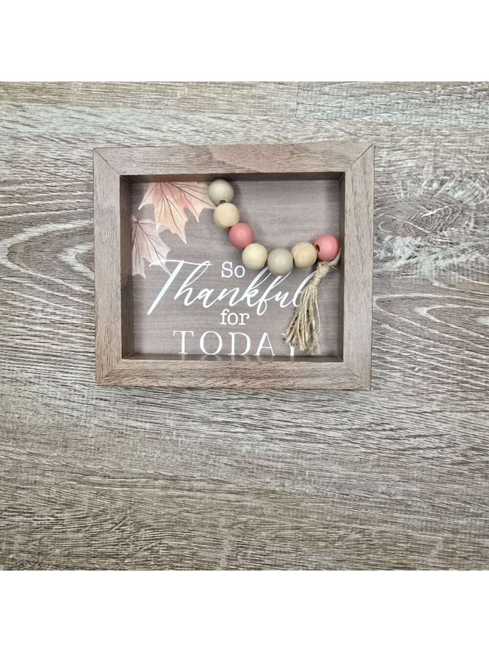 Decorative Wooden Thanksgiving Sign With Beaded Tassel